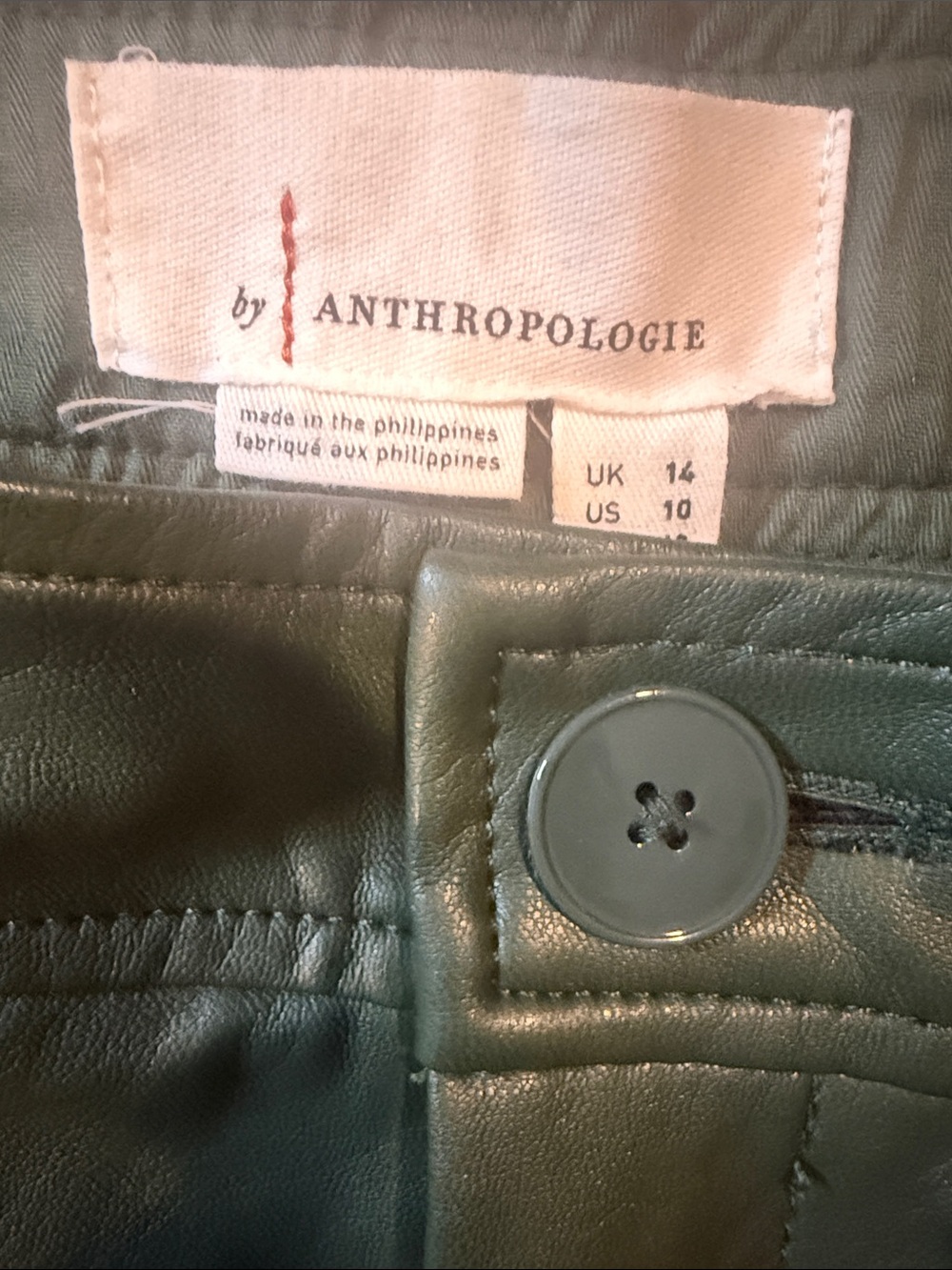 By Anthropologie Faux Leather Wide Leg Capris Culottes Cropped Size 10 - Picture 5 of 5